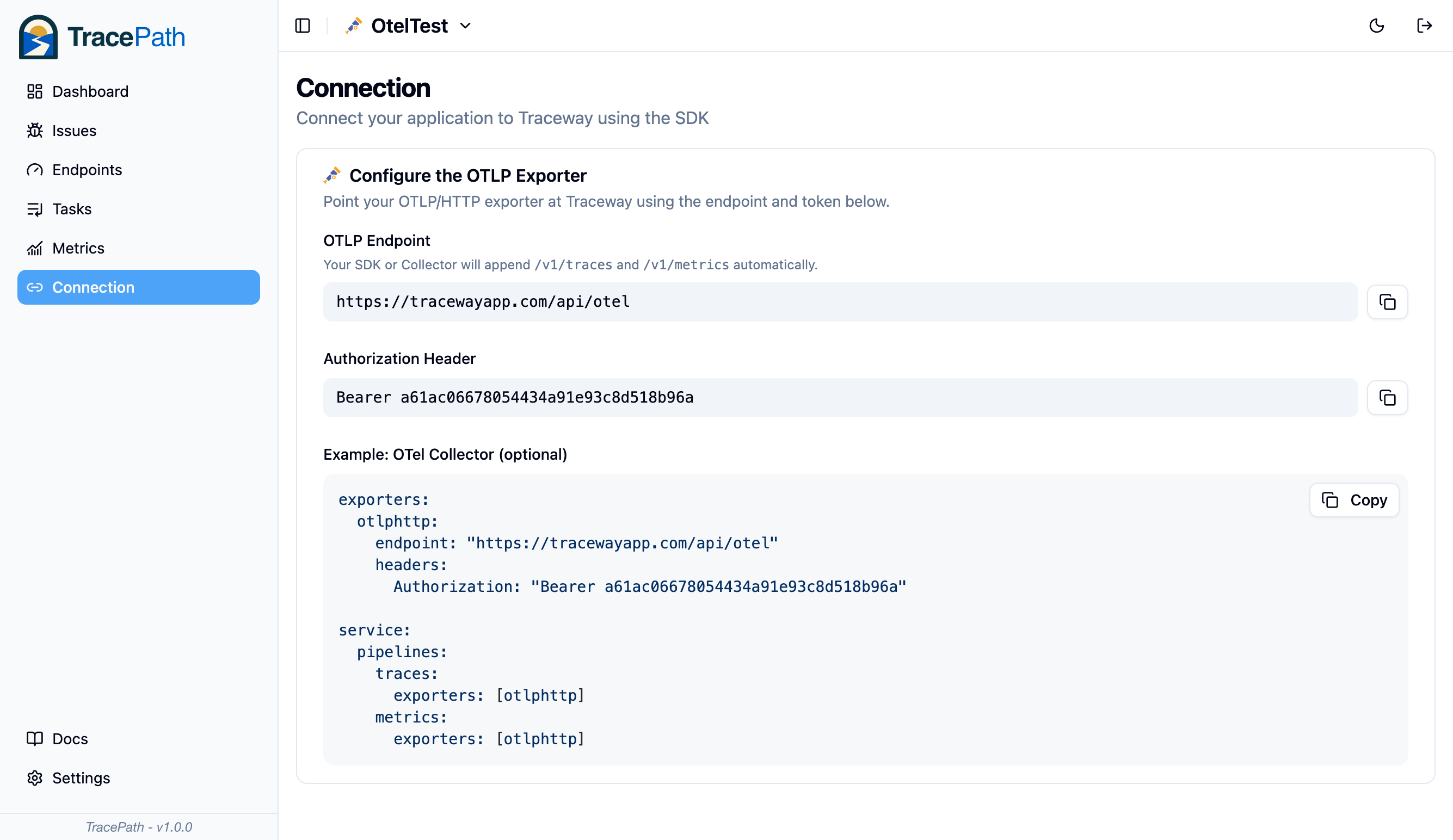 Connection page